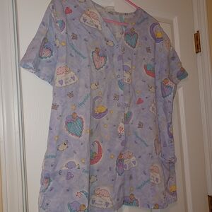Vintage Baby theme Scrub Top XL Snappy Button Up